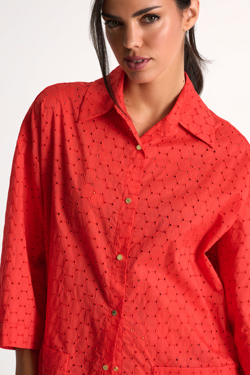 Shan Clara Embroidered Oversized Shirt